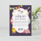 Glamping verjaardagsfeest uitnodiging (Staand voorkant)