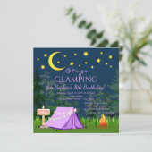 Glamping Verjaardagsfeest Uitnodigingen (Staand voorkant)
