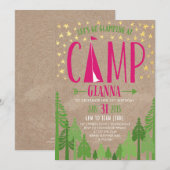 Glamping verjaardagsfeestje uitnodiging voor Penni (Voorkant / Achterkant)