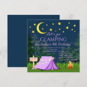 Glamping verjaardagsfeestje uitnodigingen (Voorkant / Achterkant)