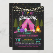 Glamping verjaardagsuitnodiging kaart (Voorkant / Achterkant)