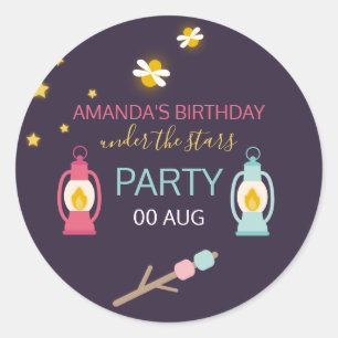 Glampingfeest aangepast ronde sticker