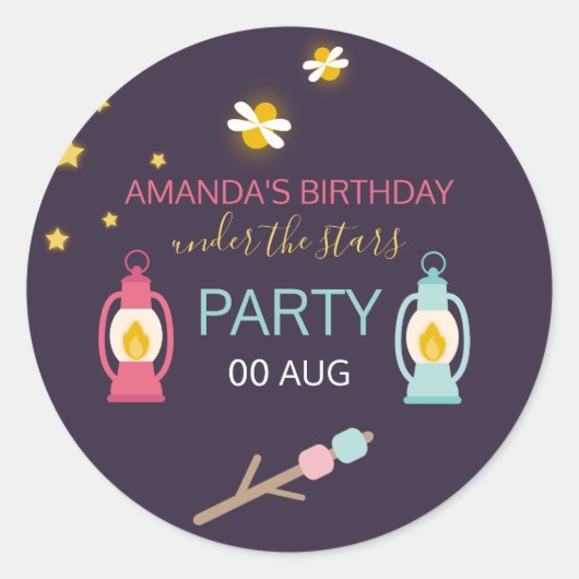 Glampingfeest aangepast ronde sticker (Voorkant)