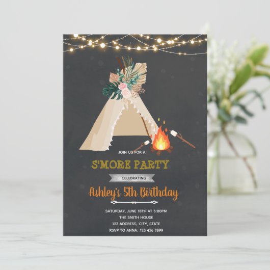 Glamping's meer feest kaart (Staand voorkant)