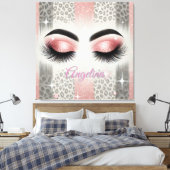 Glamroze glitterwimpers canvas afdruk (Insitu (Slaapkamer))