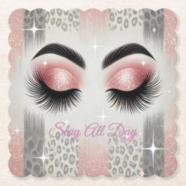 Glamroze glitterwimpers kartonnen onderzetters