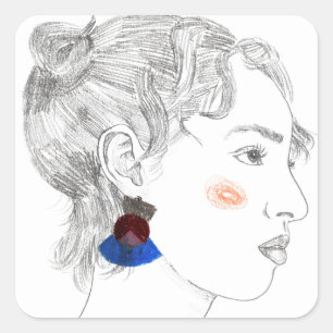 Glance Sketch - Portret Vierkante Sticker
