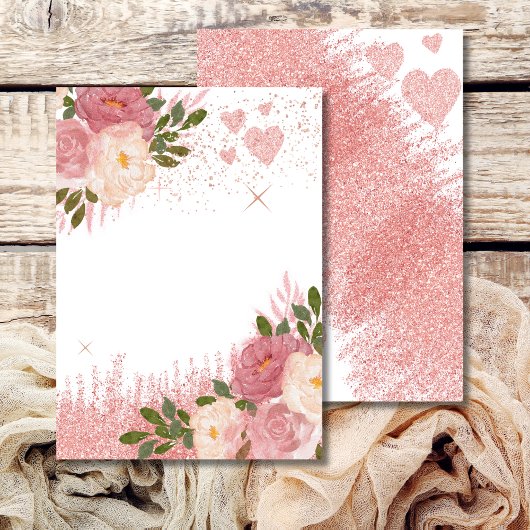 Glans En Glamour Roze Roze Gouden Glitter Blank Kaart