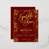 Glans en schitter folie kerstfeest uitnodiging (Voorkant / Achterkant)