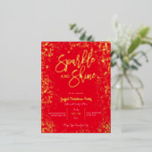 Glans en schitter folie kerstfeest uitnodiging (Staand Voorkant)