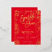 Glans en schitter folie kerstfeest uitnodiging (Voorkant / Achterkant)