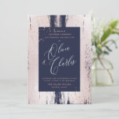 Glans, Faux Metallic Blush Roze Penseelstreek Kaart (Staand voorkant)
