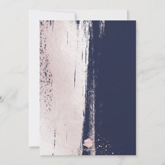 Glans, Faux Metallic Blush Roze Penseelstreek Kaart (Achterkant)