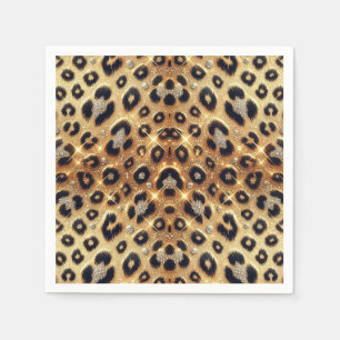 Glans Glamour Goud Zwart Luipaard Cheetah Print  Servet