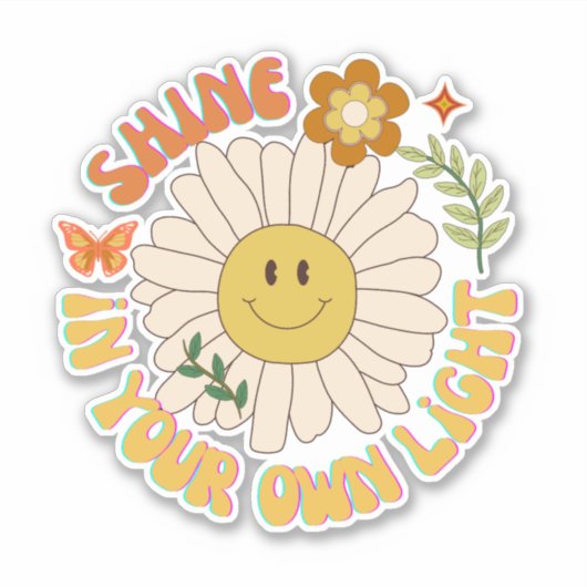 Glans in je eigen Light retro daisy plakboek Sticker (Voorkant)