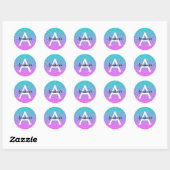Glans Paars Aqua Glitter Schittering Gradiënt Mono Ronde Sticker (Vel)