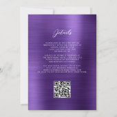 Glans Paarse Geborsteld Metaal QR Code Huwelijk Kaart (Achterkant)