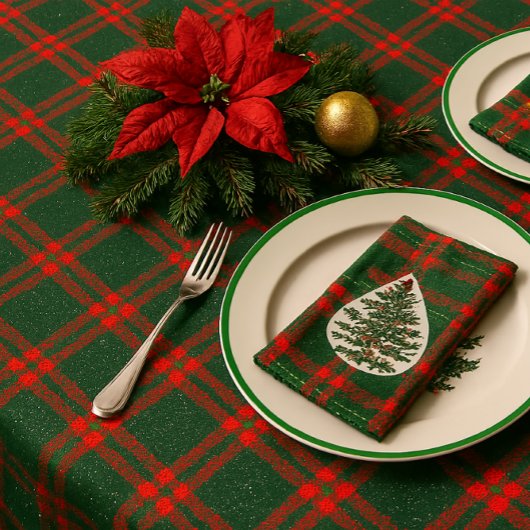 Glans Rode Groene Kerst Tartan Tafelkleed