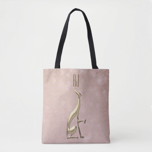 Glans Rose Goud Honden Monogram Tote Bag (Voorkant)