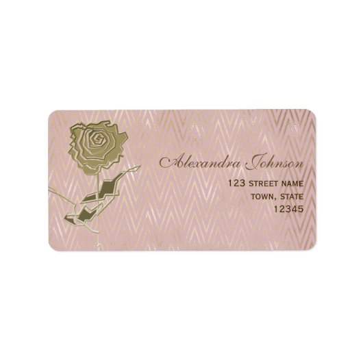 Glans Roze Goud Bloem Retouradres Etiket (Voorkant)