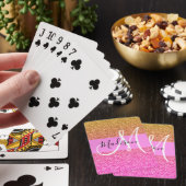 Glans Roze & Gouden Glitters Schitterende Gradiënt Pokerkaarten (Insitu)