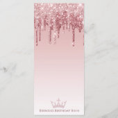 Glans Roze Roze Goud Glitter Druppel Elegant Menu (Achterkant)