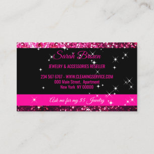 Glans Roze zwarte Glitz Glam Starlust licht Visitekaartje