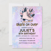 glans schaatsen 8e verjaardag party kaart (Voorkant)