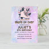 glans schaatsen 8e verjaardag party kaart (Staand voorkant)