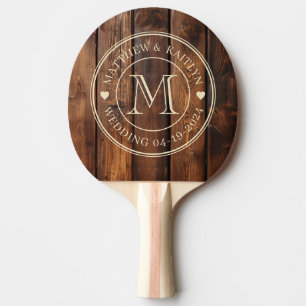 Glans Verf Planken Trouw Monogram Hart Tafeltennisbatje