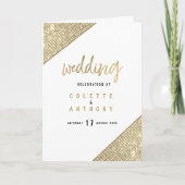 Glans wit gouden glinster geometrisch huwelijkspro programma (Voorkant)