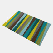 Glansde Stripes Bold Geometric in Green Blue Gold Deurmat (Schuin)