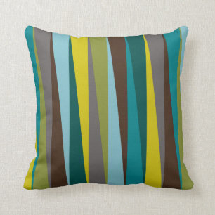 Glansde Stripes Bold Geometric in Green Blue Gold Kussen