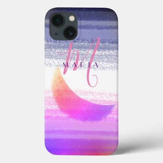 Glansrijke stijlvolle Ombre Maan Abstract Monogram Case-Mate iPhone Case (Achterkant)