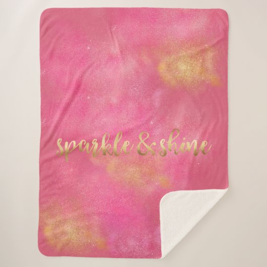 Glanst de Roze Gouden Fonkeling van Glitzy en Sherpa Deken (Voorkant)