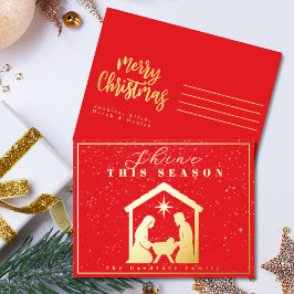 Glanzen dit seizoen Kerstfeest rood goud Folie Feestdagen Briefkaart