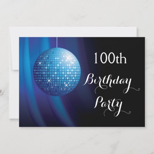 Glanzend 100e verjaardagsfeest blauw Disco bal Kaart (Voorkant)