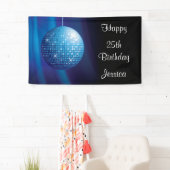 Glanzend 25e verjaardagsfeestje Blauwe Disco Bal Spandoek (Insitu)