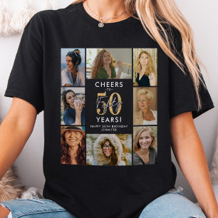 Glanzend 50e verjaardag foto collage T-shirt