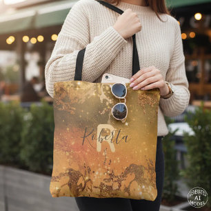 Glanzend Abstract Koper Brons Modern Glam Chic Tote Bag