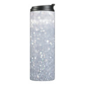 glanzend abstracte achtergrond van zilverglitter thermosbeker (Gedraaid links)