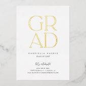 Glanzend Afstudeerder 2023 | Goud + Wit Afstuderen Folie Uitnodiging (Voorkant)