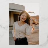 Glanzend Afstudeerder 2023 | Goud + Wit Afstuderen Folie Uitnodiging (Achterkant)