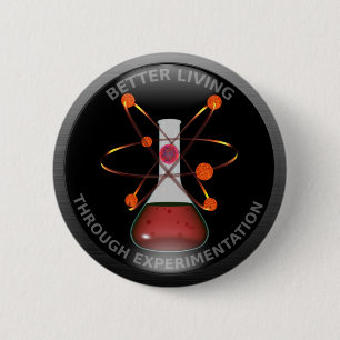 Glanzend beter leven door middel van experimenten ronde button 5,7 cm
