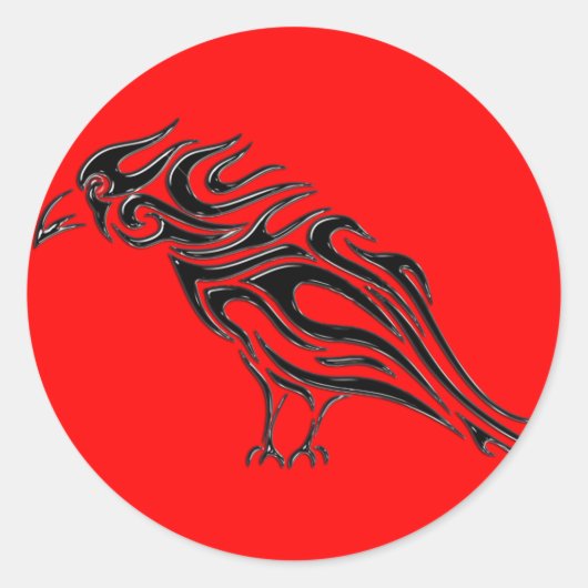 Glanzend Black Raven Tattoo Ronde Sticker (Voorkant)