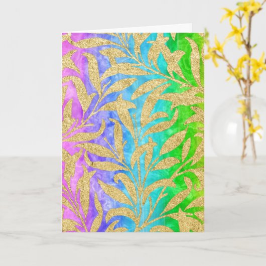 Glanzend bladgoud patroon regenboog van kleuren kaart (Gele Bloem)