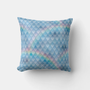 Glanzend Blau & Regenboog Glitter Draak Schubben Kussen