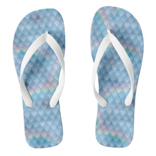 Glanzend Blau & Regenboog Glitter Draak Schubben Teenslippers