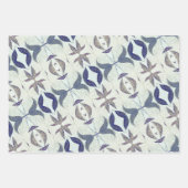 Glanzend blauw bladpatroon inpakpapier vel (Voorkant 3)