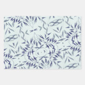 Glanzend blauw bladpatroon inpakpapier vel (Voorkant 2)
